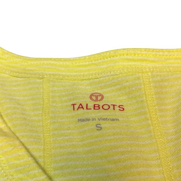 Talbots Yellow Striped Scoop Neck Tee Shirt Small Cotton Modal Casual Top - Picture 3 of 5
